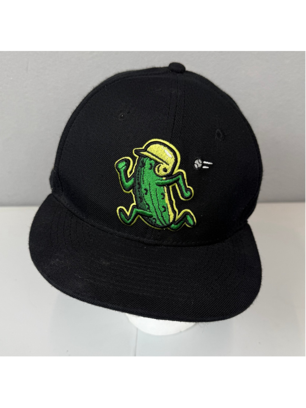 Baseballism Pickle embroidered black fitted baseball cap-7 1/4